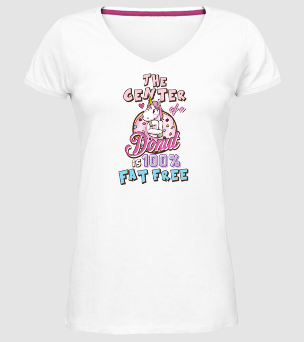 The center of a donut model alb pe tricou