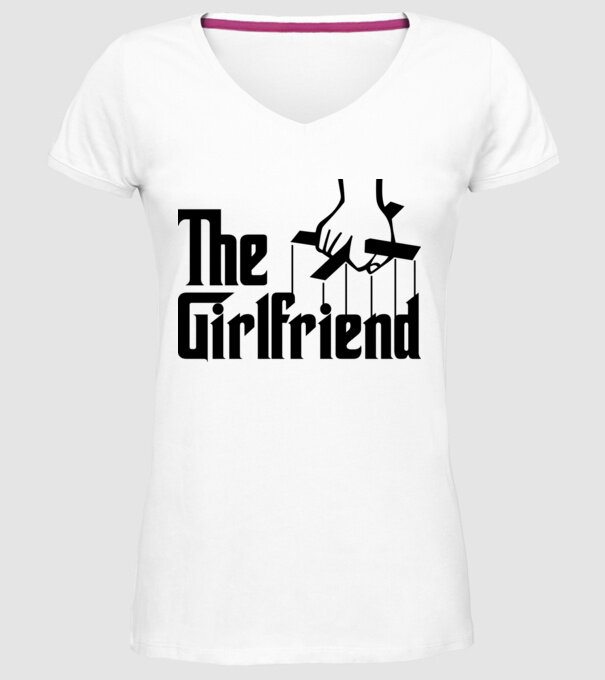 The girlfriend model alb pe tricou