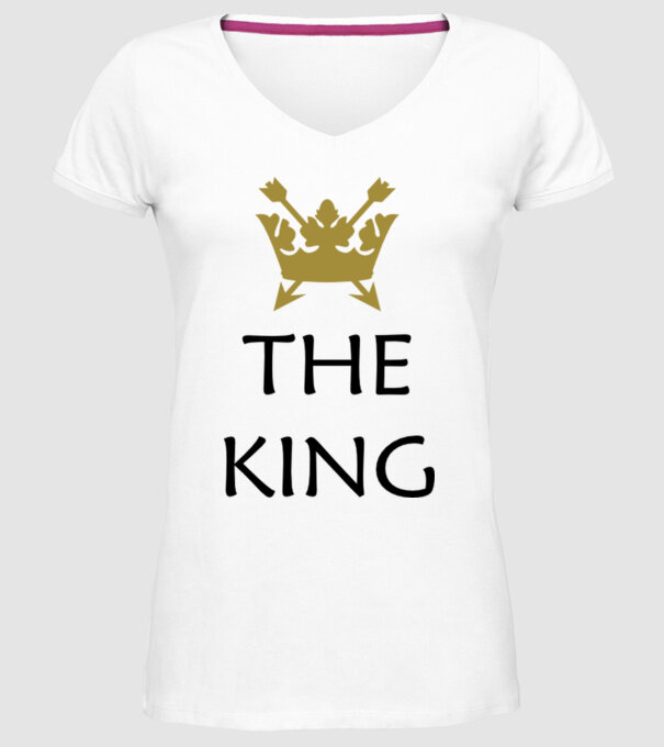 The King model alb pe tricou