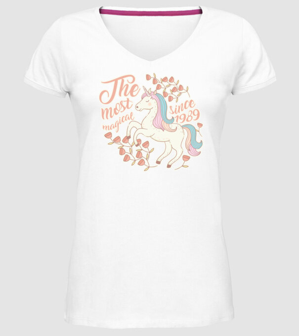 The most magical unicorn 1989 model alb pe tricou