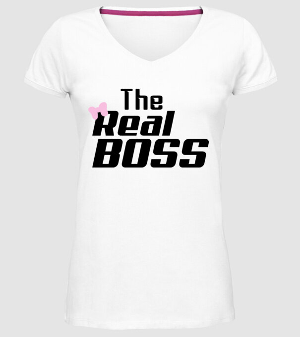 The real boss model alb pe tricou