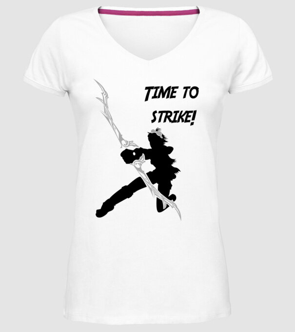 Time to strike model alb pe tricou