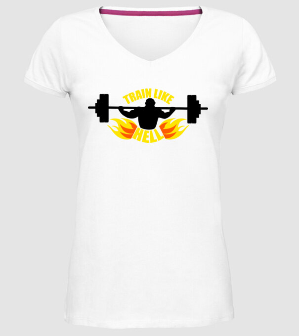 Train like hell model alb pe tricou