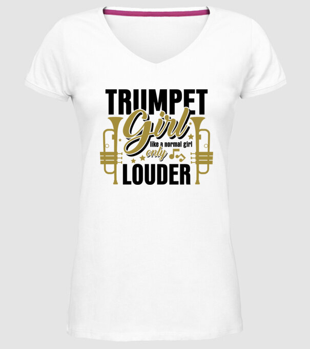 Trumpet girl model alb pe tricou