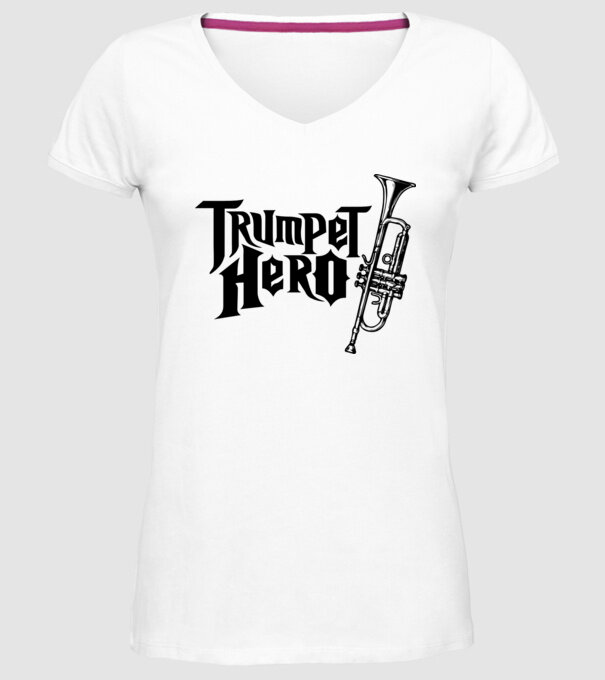 Trumpet Hero model alb pe tricou