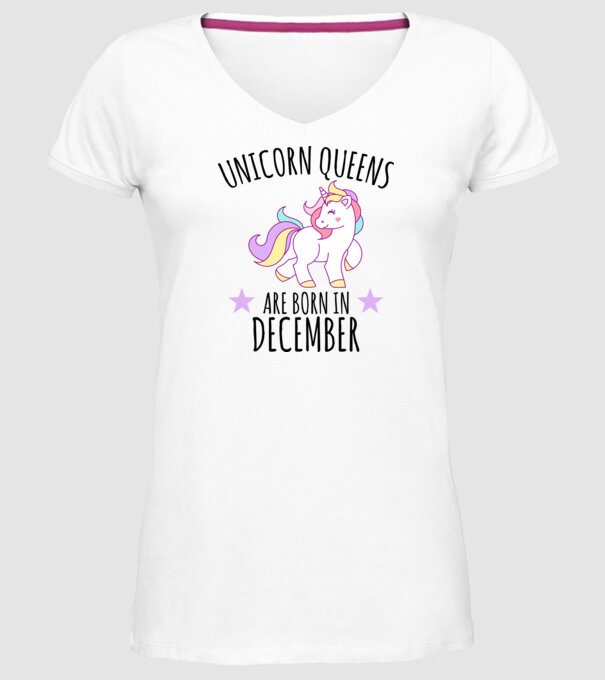 Unicorn Queens are born - December model alb pe tricou
