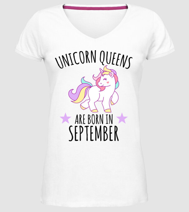 Unicorn queens are born in - September model alb pe tricou