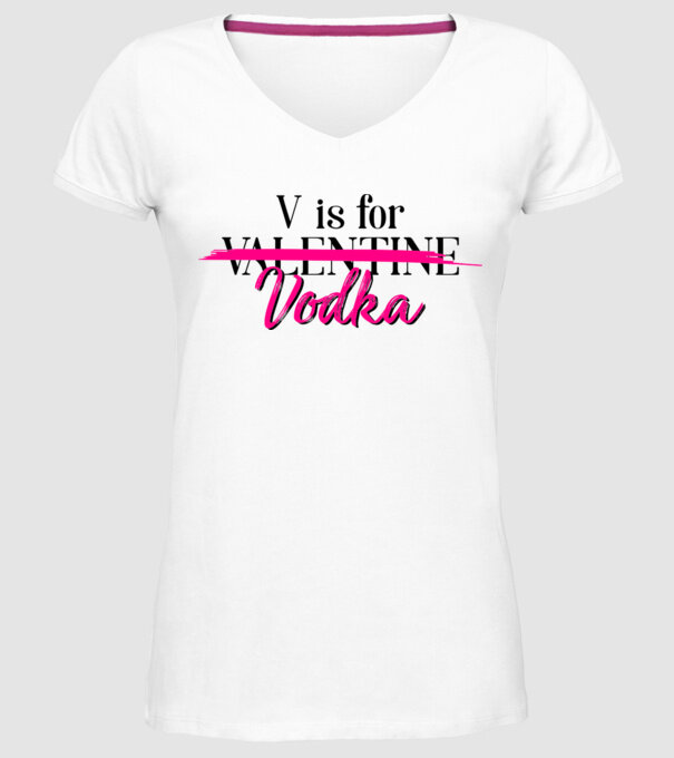 V for Vodka model alb pe tricou