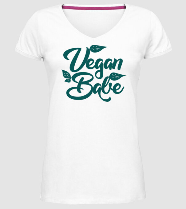 Vegan Babe model alb pe tricou