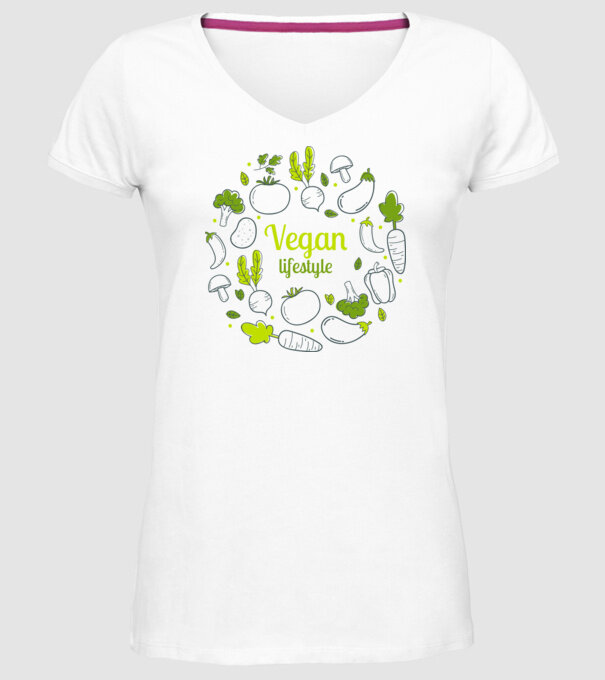 vegan lifestyle model alb pe tricou