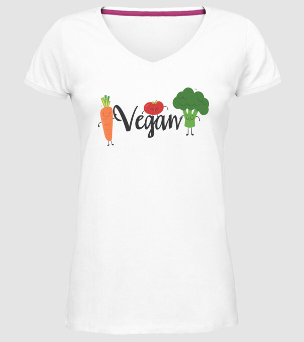 Vegan veggies model alb pe tricou
