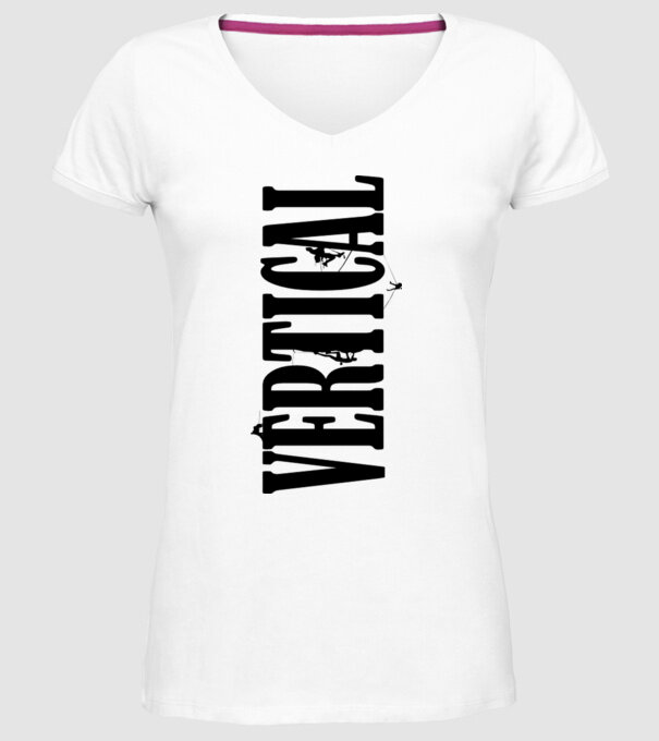 Vertical model alb pe tricou