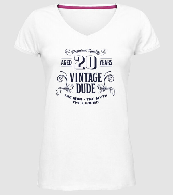 Vintage Dude - 20 model alb pe tricou