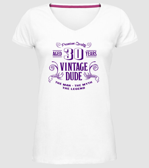 Vintage Dude - 30 model alb pe tricou