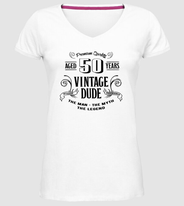 Vintage Dude - 50 model alb pe tricou