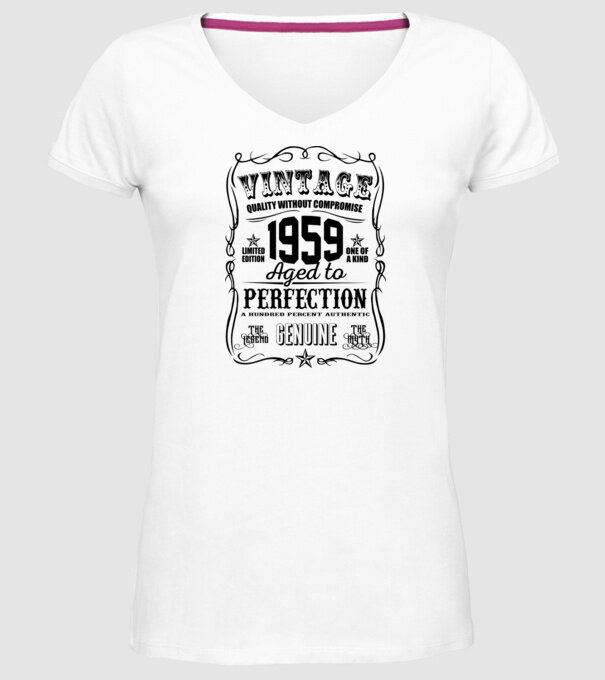 Vintage perfection 1959 model alb pe tricou
