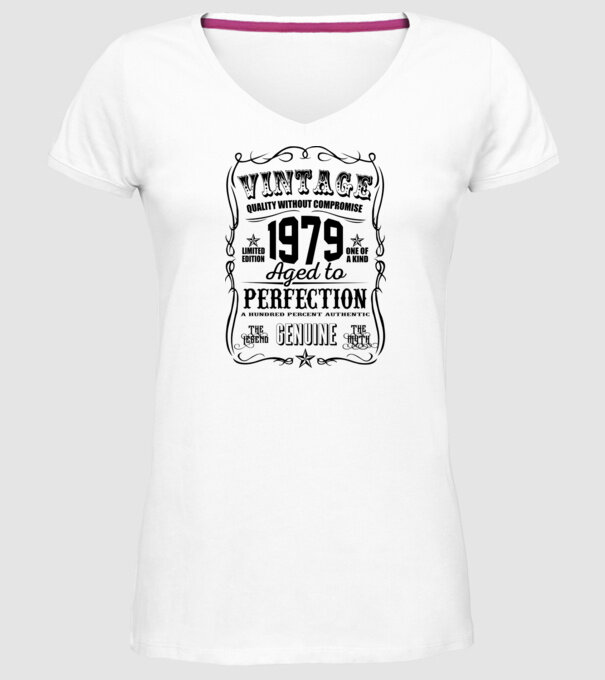 Vintage perfection 1979 model alb pe tricou