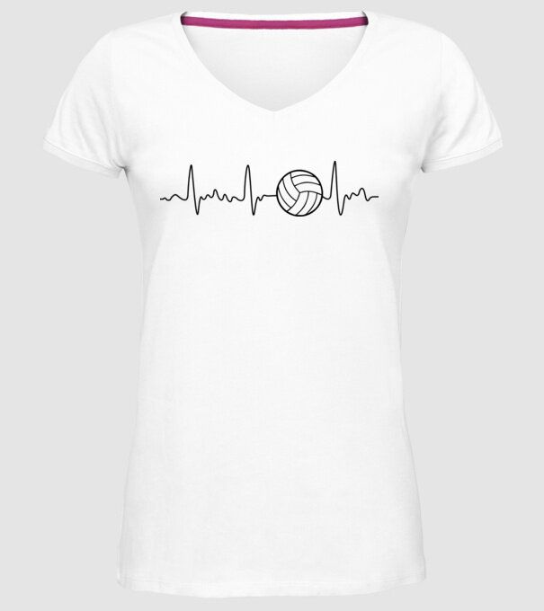 Volleyball heartbeat model alb pe tricou