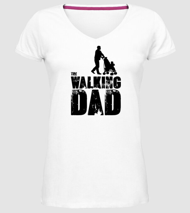 Walking dad model alb pe tricou