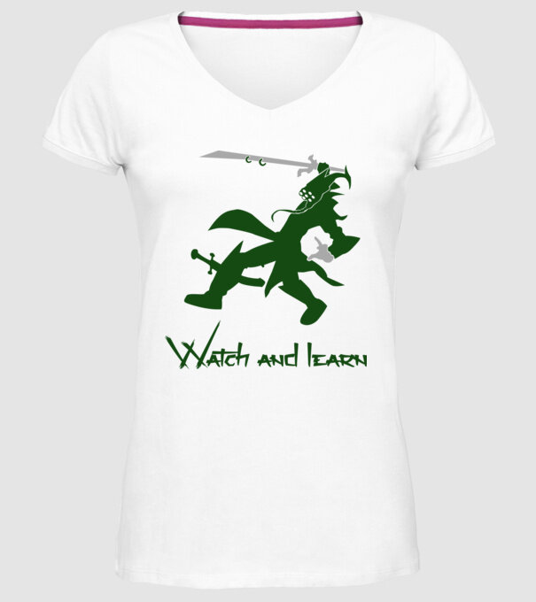 Watch and learn model alb pe tricou
