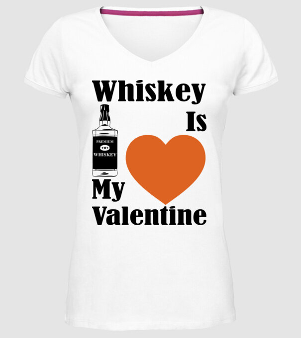 Whiskey Valentine model alb pe tricou