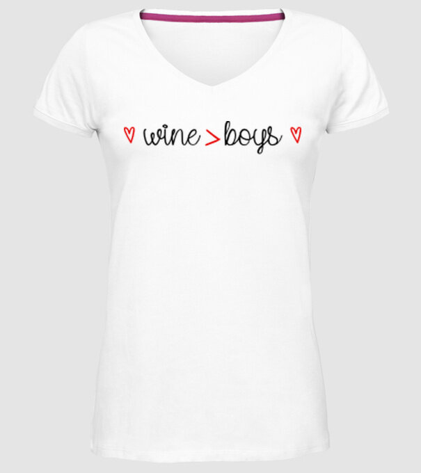 Wine and boys model alb pe tricou