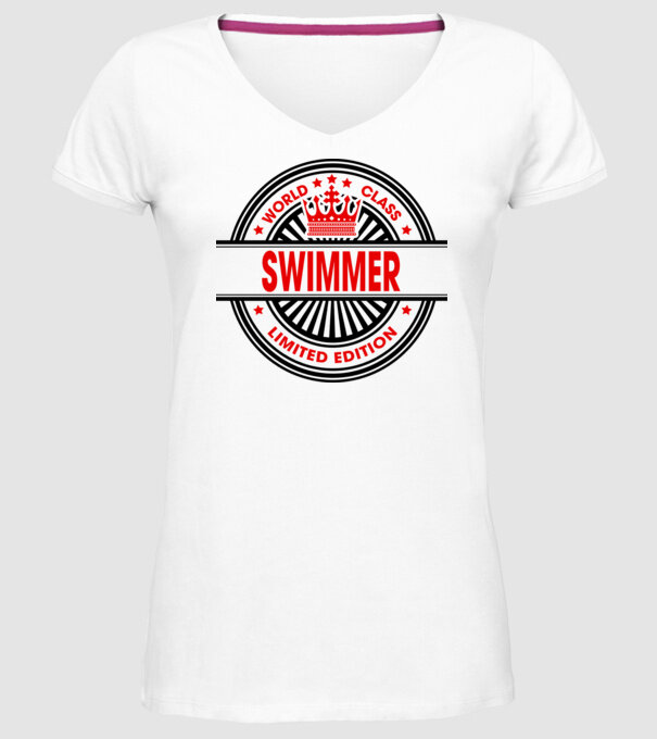 World class ÎNOTĂTOR model alb pe tricou