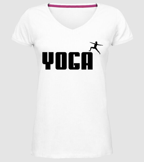 yoga model alb pe tricou