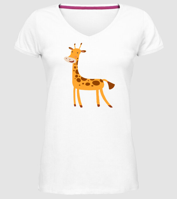 Girafă drăguță model alb pe tricou