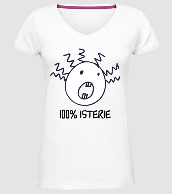 100% isterie model alb pe tricou