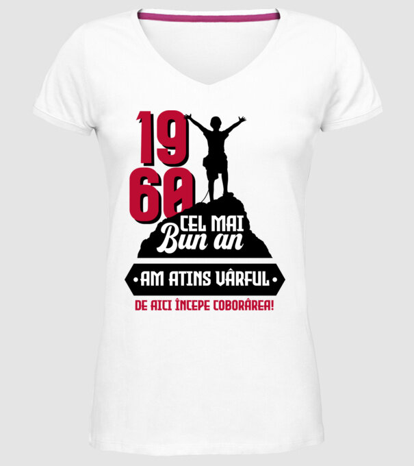 1960 cel mai bun an. Am atins vârful, de aici începe coborârea. model alb pe tricou