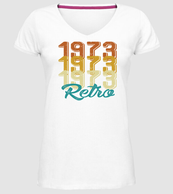1973 retro model alb pe tricou