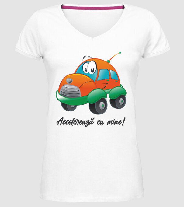 accelerează cu mine model alb pe tricou