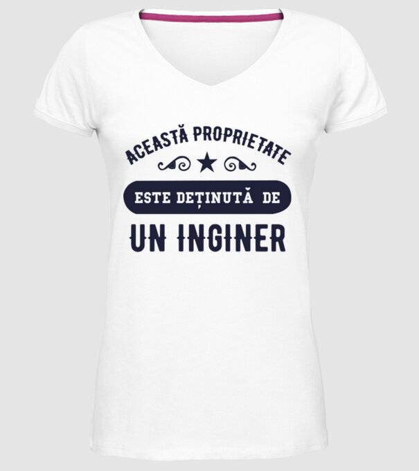 Această proprietate este deținută de un inginer model alb pe tricou