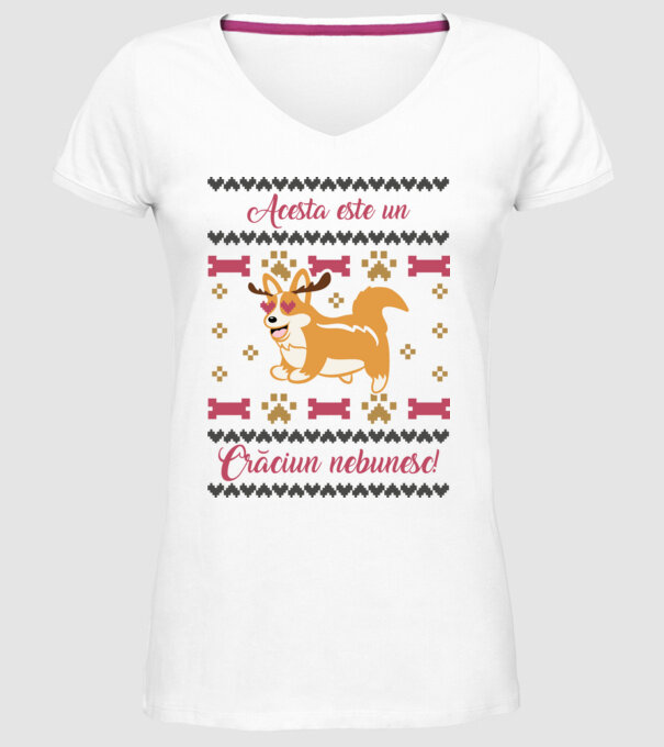 acesta este un Crăciun nebunesc model alb pe tricou