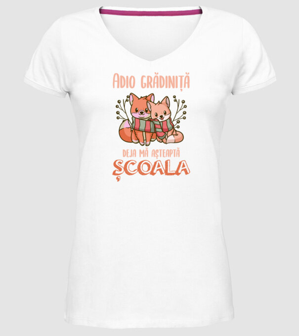 Adio grădiniță, deja mă așteaptă școala model alb pe tricou
