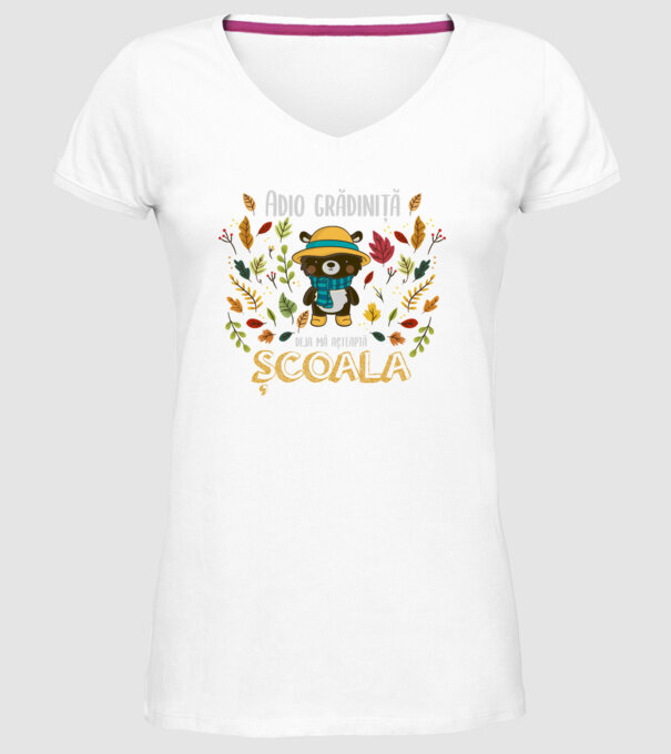 Adio grădiniță, acum sunt deja școlar model alb pe tricou