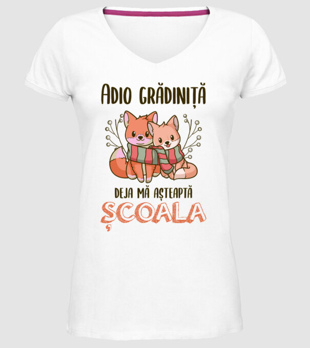 Adio grădiniță, deja mă așteaptă școala model alb pe tricou