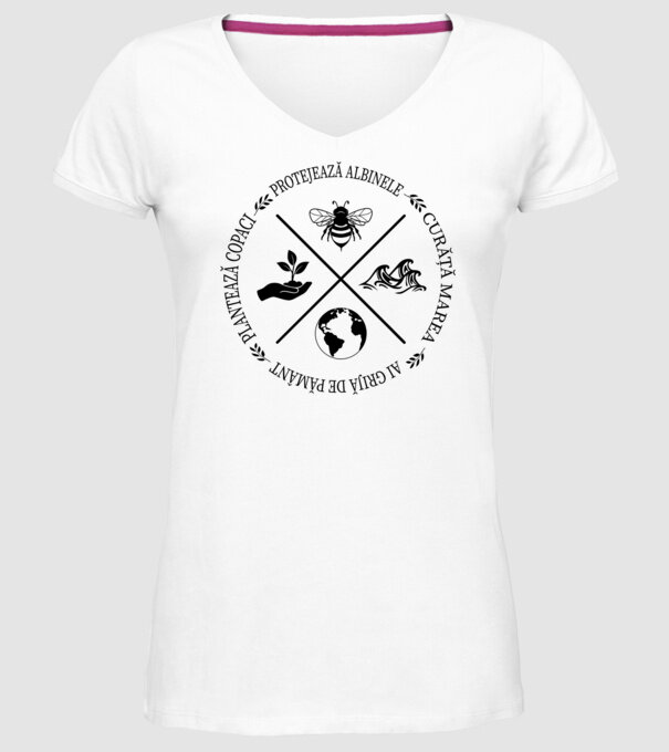Ai grijă de Pământ model alb pe tricou