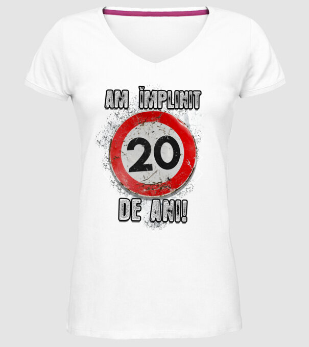 Am împlinit 20 de ani! model alb pe tricou