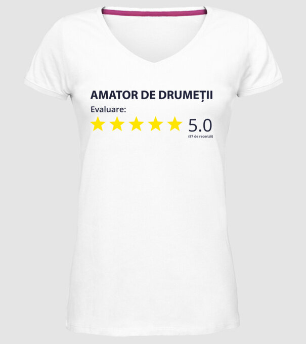 amator de drumeții evaluare model alb pe tricou