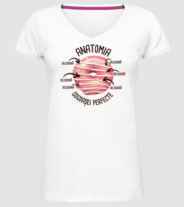 anatomia gogoașei perfecte: delicioasă model alb pe tricou