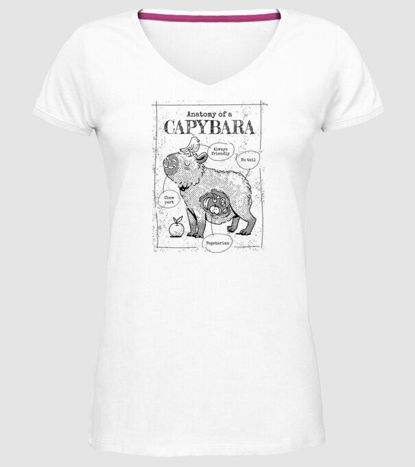 Anatomy of a Capybara model alb pe tricou
