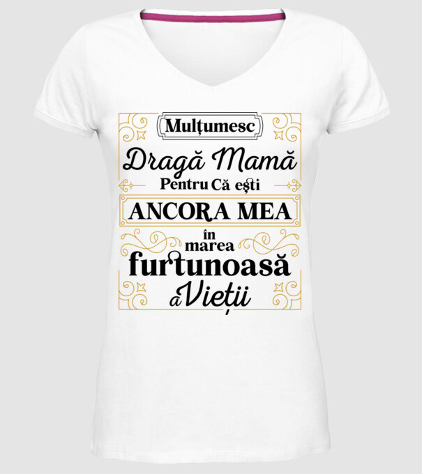 Ancora mea model alb pe tricou