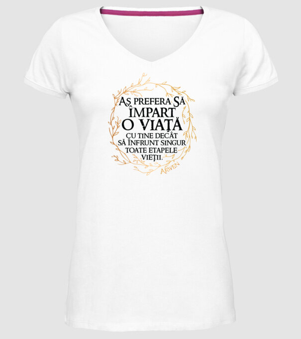 Arwen model alb pe tricou