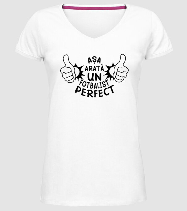 Așa arată un FOTBALIST perfect model alb pe tricou