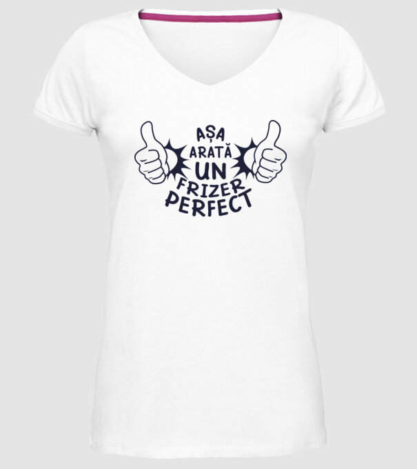Așa arată un frizer perfect model alb pe tricou