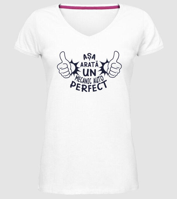 Așa arată un mecanic auto perfect model alb pe tricou