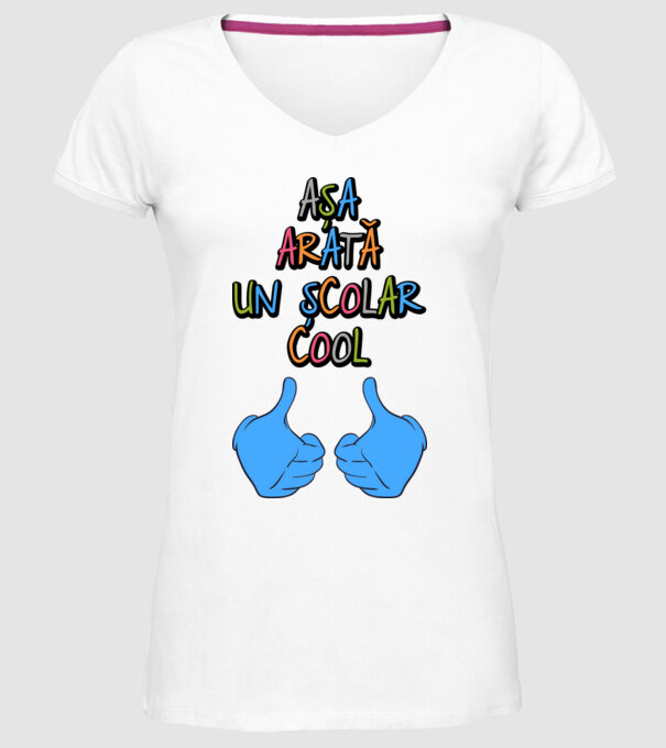așa arată un școlar cool model alb pe tricou