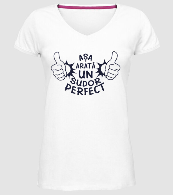 Așa arată un SUDOR perfect model alb pe tricou